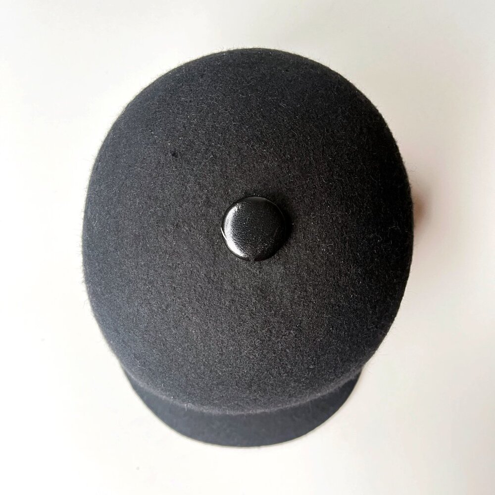 Vintage Basiquenti Black Felted Wool Equestrian Style Riding Cap Hat - Picture 6 of 7